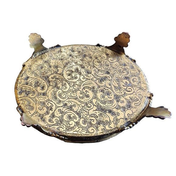 Antique Footed Gilt Bronze Jeweled Velvet Lined Trinket Box (A1717) - Picture 5 of 8